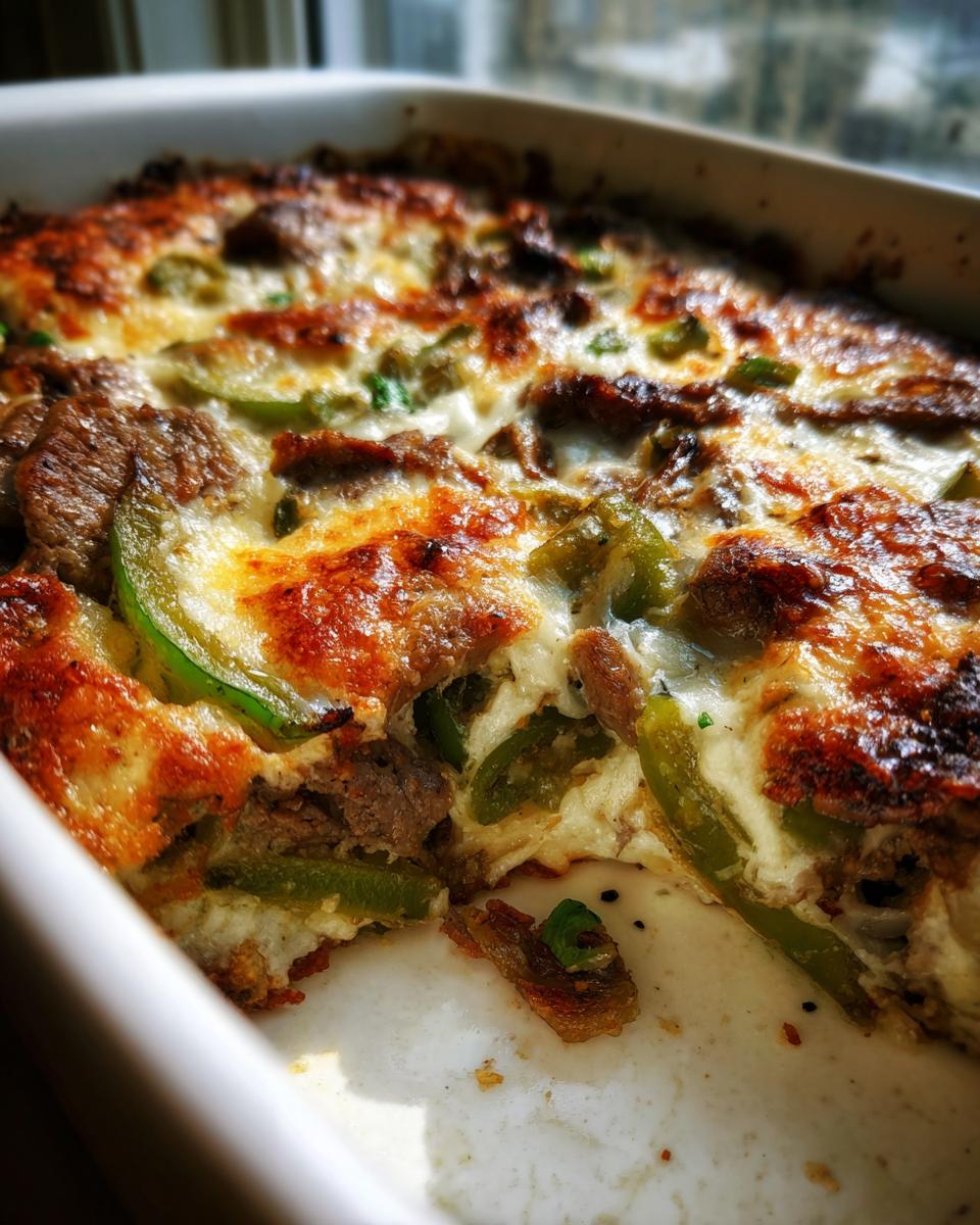 Cheesy Low Carb Philly Cheesesteak Casserole Recipe - detail 2