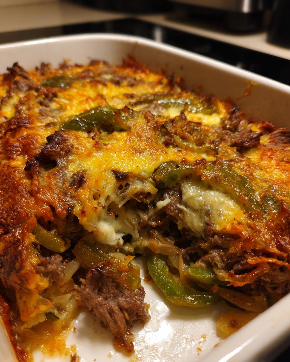Cheesy Low Carb Philly Cheesesteak Casserole Recipe - detail 3