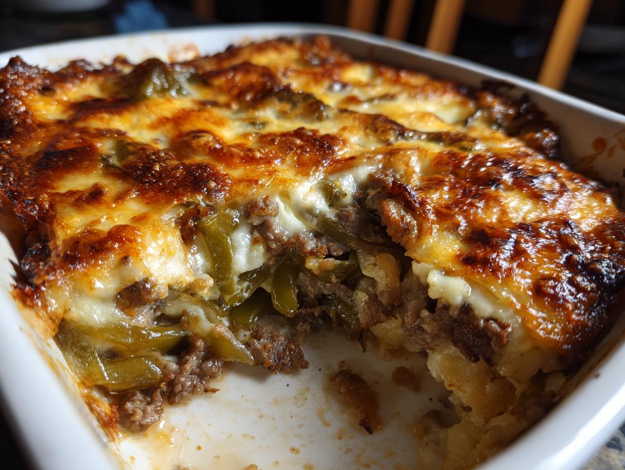 Cheesy Low Carb Philly Cheesesteak Casserole in 30 Minutes