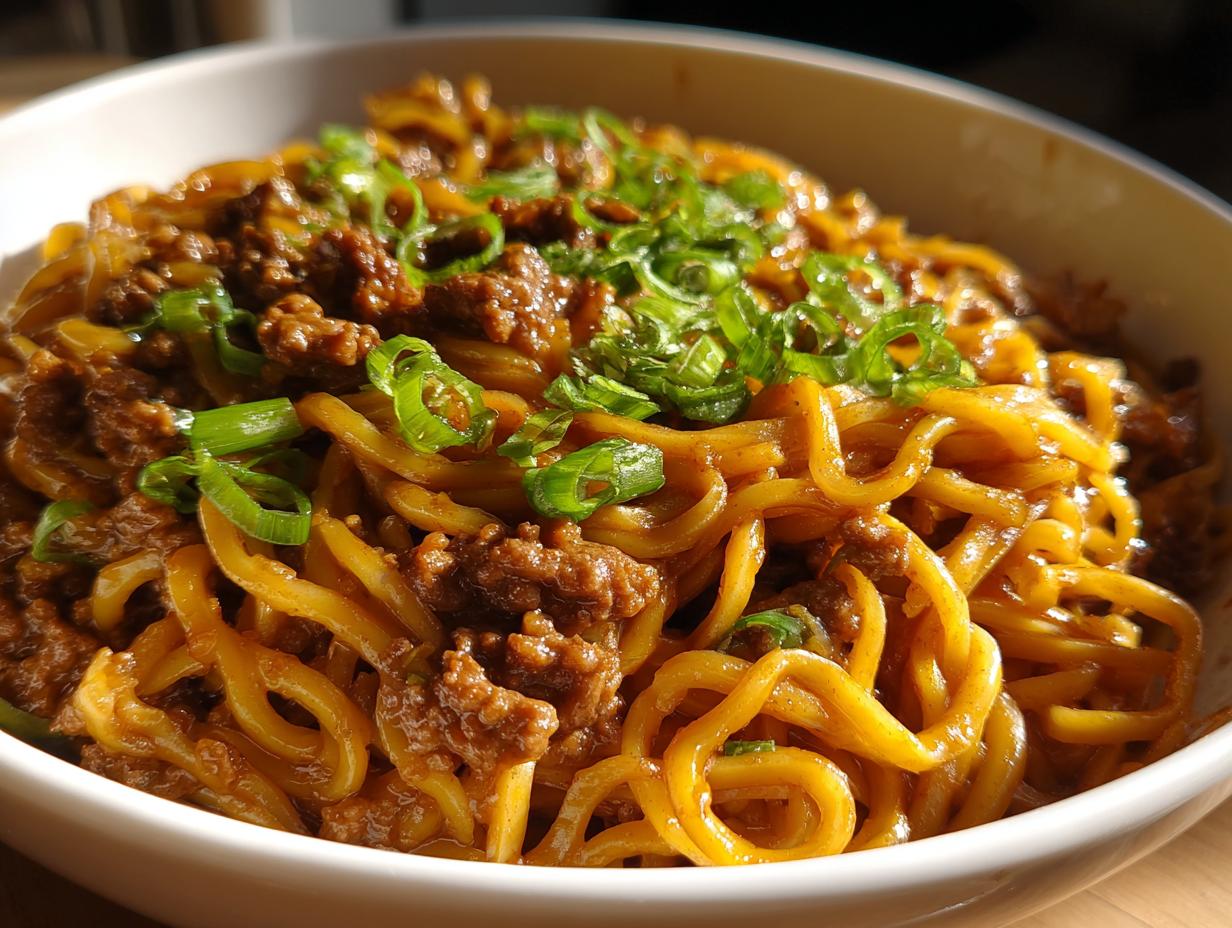 25-Minute Stunning Mongolian Ground Beef Noodles Unbelievable